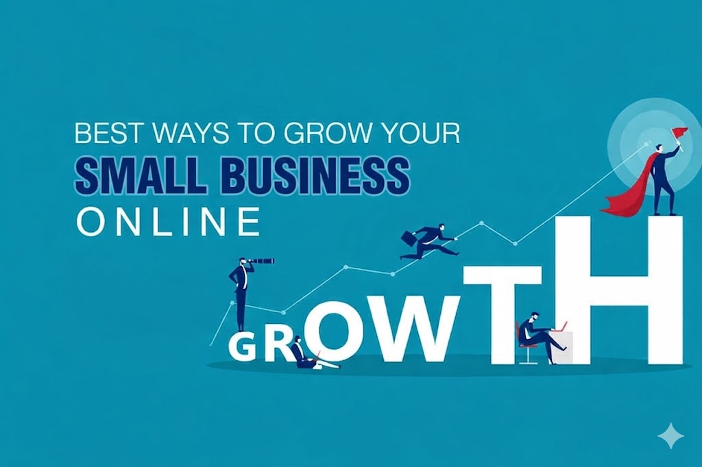 Small business owner working on laptop to grow business online