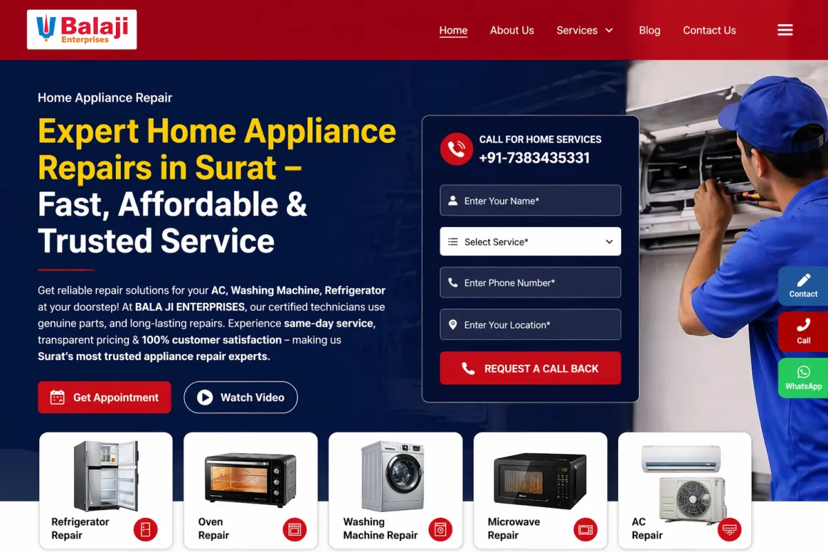 Balaji Enterprises – Home Appliance Repair Website